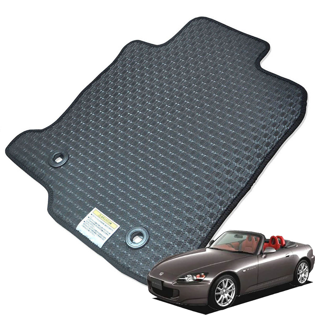 Kemmel ホンダ S2000 H11/4～H13/8用 フロアマット [エッジカラー/ブラック] [全席セット] [刺繍ロゴ付] カーマット