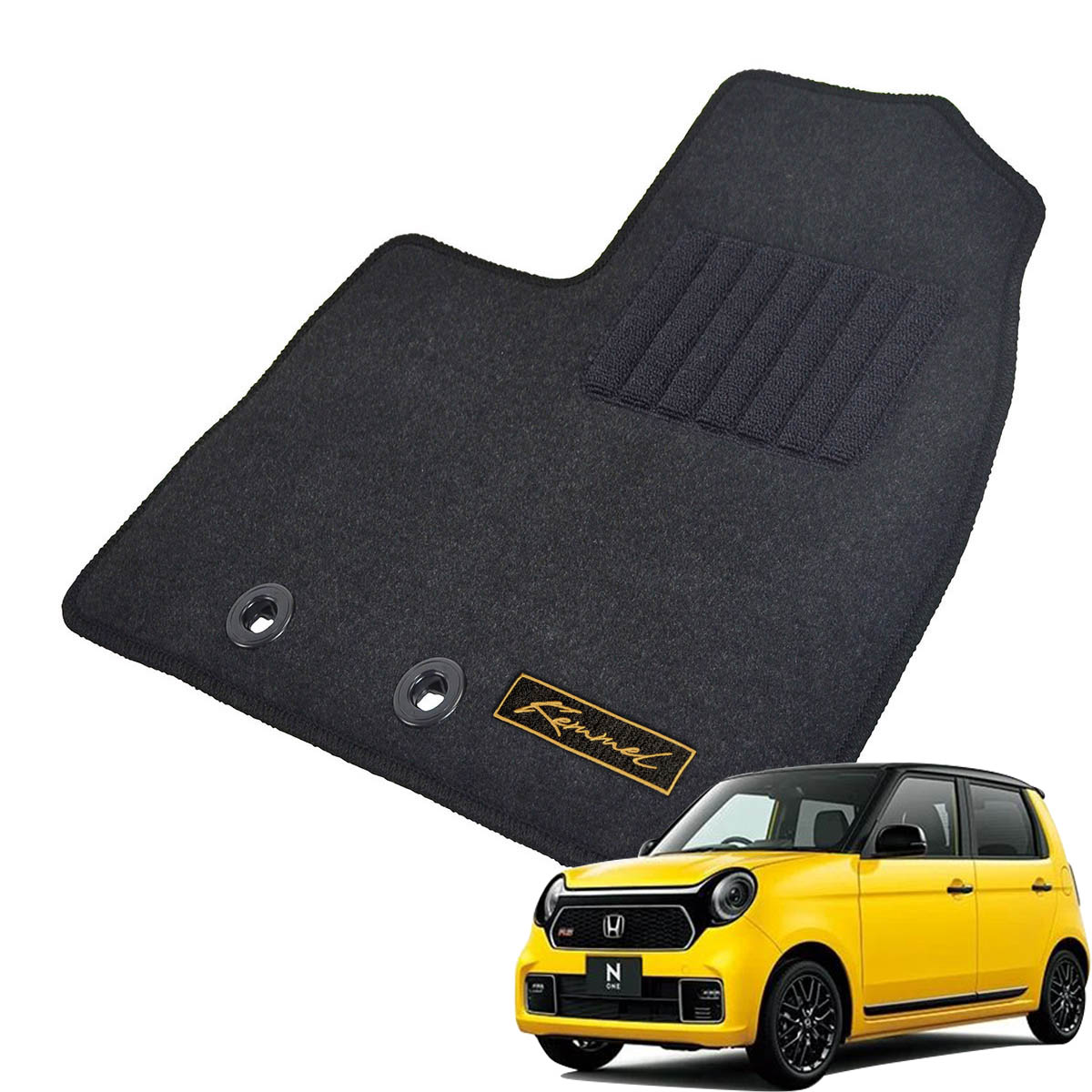 Kemmel ホンダ N-ONE JG3 JG4 R2/11～ AT車 用フロアマット [全席セット/ロゴ付] [GX/ブラック]