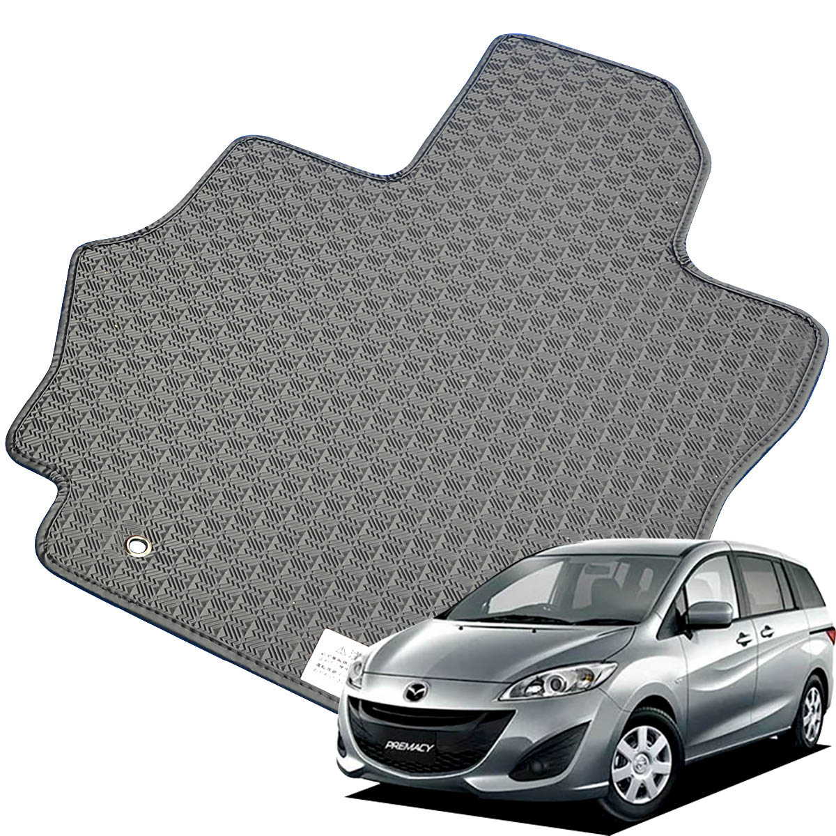 Kemmel マツダ プレマシー H22/7～H30/3用 フロアマット [縁の加工/テープ仕様] [全席セット] [刺繍ロゴ付] カーマット
