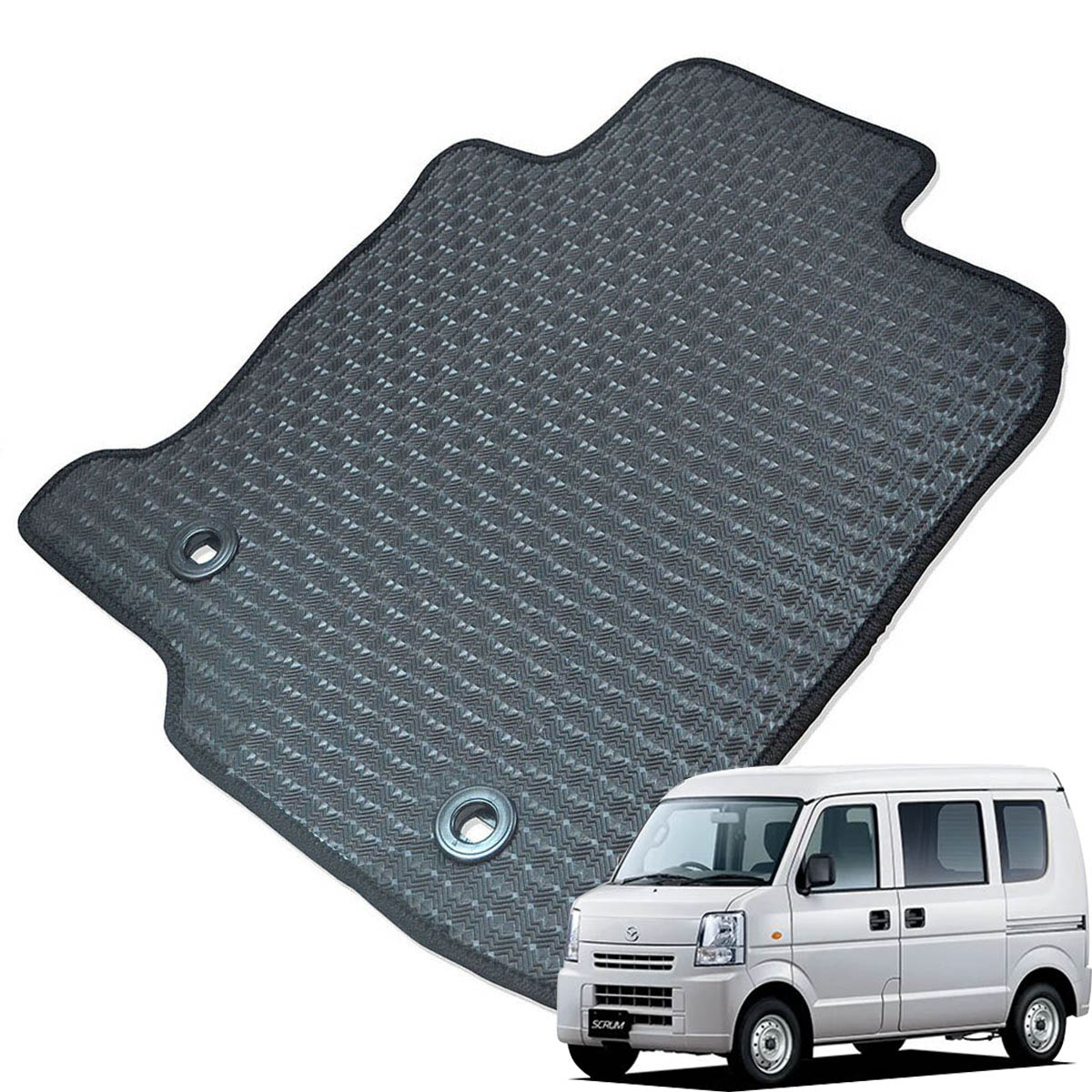Kemmel マツダ スクラムバン DG64V H17/9～H27/2 MT車(マニュアル) BUSTER除く 用ラバーマット [全席セット] [エッジカラー/ブラック] ゴムマット 防水タイプ 選べるエッジカラー14色 