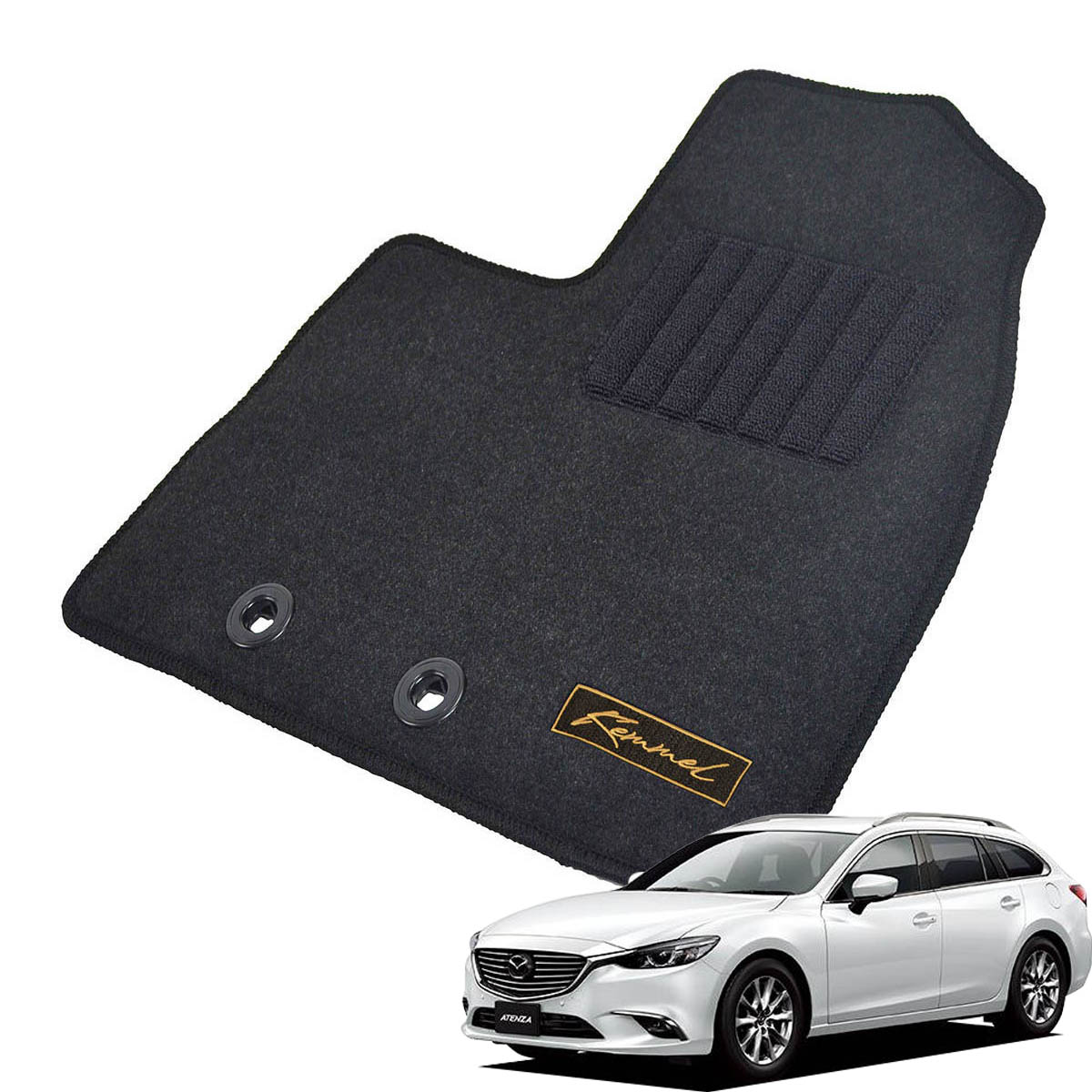 Kemmel マツダ アテンザワゴン GJ系 H24/11～H31/7 4WD 用フロアマット [全席セット/ロゴ付] [GX/ブラック]