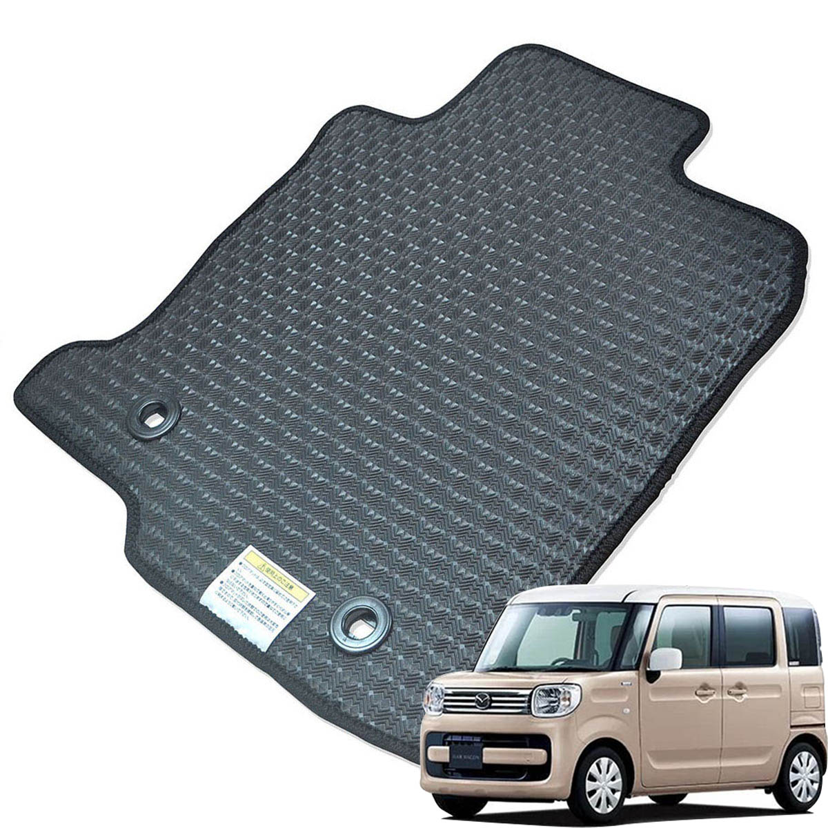 Kemmel マツダ フレアワゴン MM53S H30/2～R5/12 ハイブリッド車 用ラバーマット [全席セット] [エッジカラー/ブラック] ゴムマット 防水タイプ 選べるエッジカラー14色 
