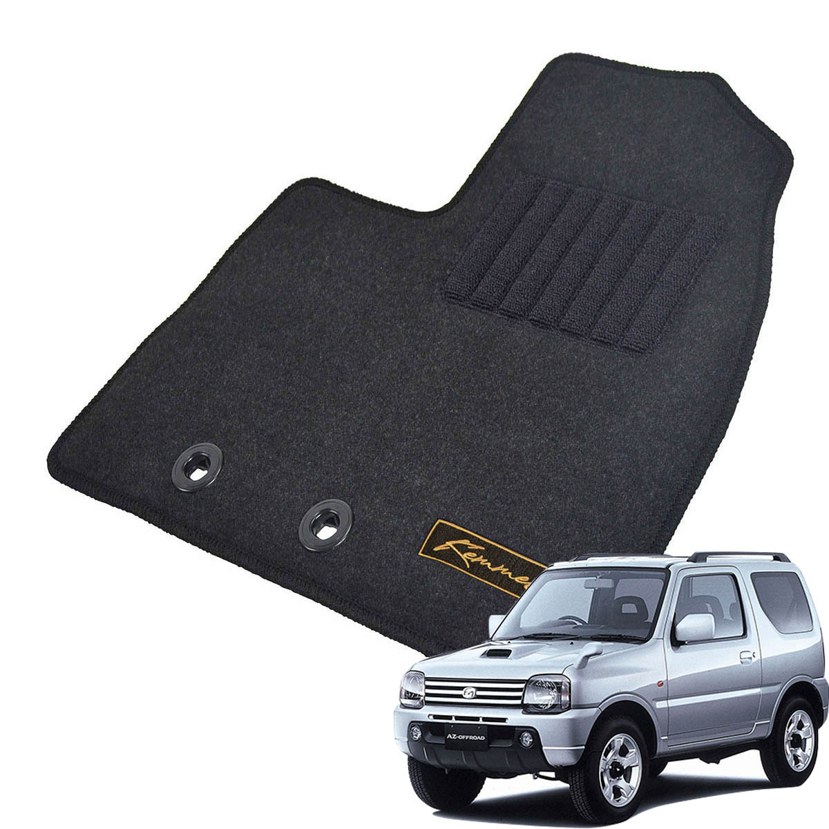 Kemmel マツダ AZオフロード H10/10～H26/3用 フロアマット [GX生地/ブラック] [全席セット] [刺繍ロゴ付] カーマット