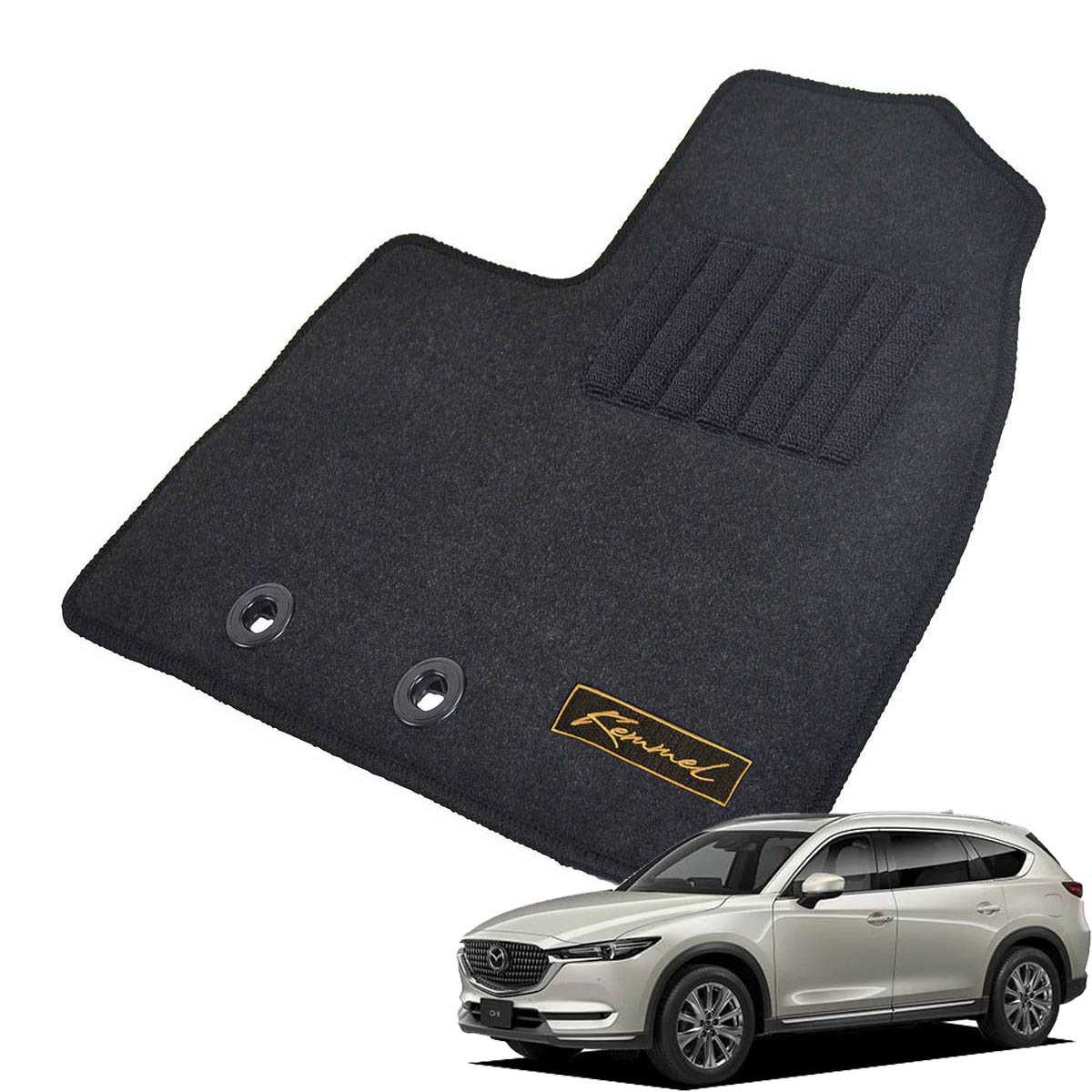 Kemmel マツダ CX-8 KG2P H29/12～R6/1 7人乗車 用フロアマット [全席セット/ロゴ付] [GX/ブラック]