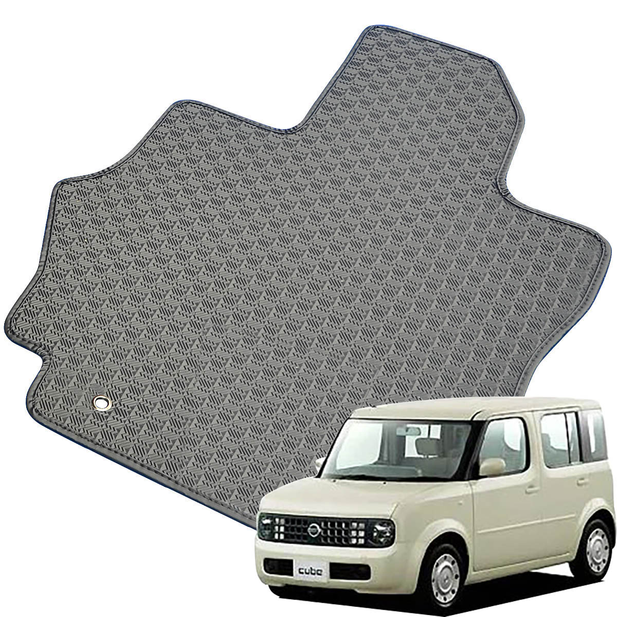 Kemmel 日産 キューブ H17/5～H20/12用 フロアマット [縁の加工/テープ仕様] [全席セット] [刺繍ロゴ付] カーマット