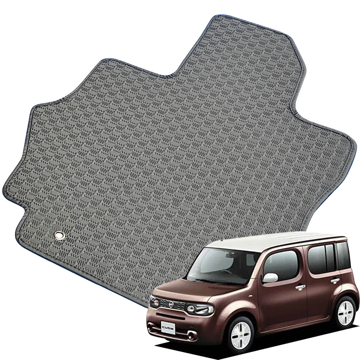 Kemmel 日産 キューブ H20/12～R2/3用 フロアマット [縁の加工/テープ仕様] [全席セット] [刺繍ロゴ付] カーマット