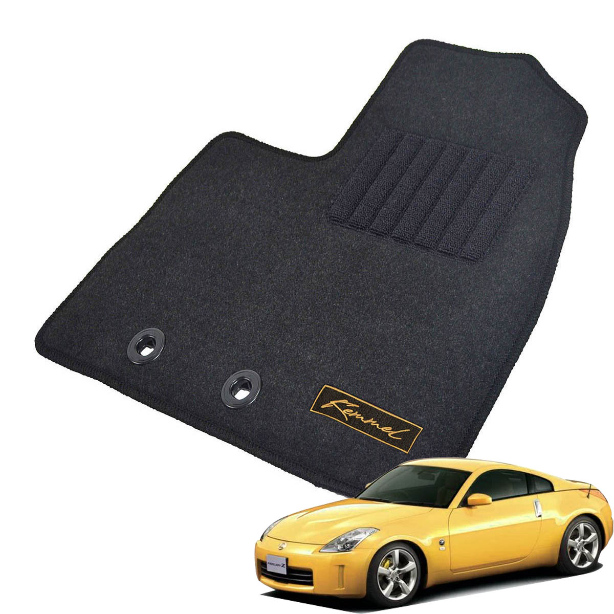 Kemmel 日産 フェアレディZ 2シーター Z33 H14/7～H20/12 2WD AT車 用フロアマット [全席セット/ロゴ付] [GX/ブラック]