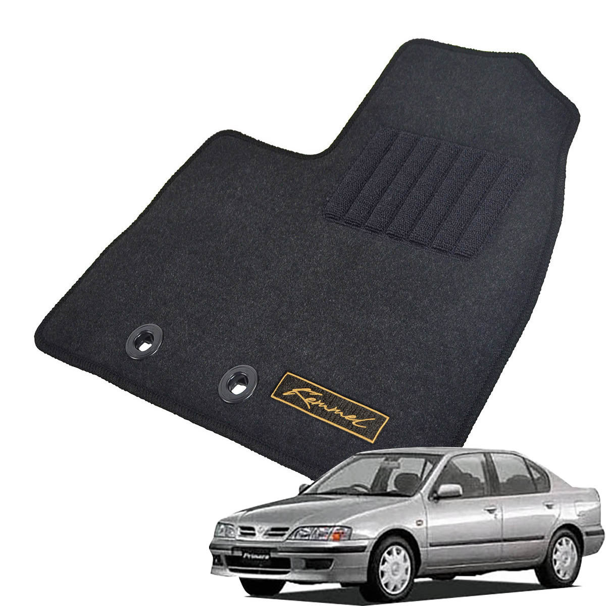 Kemmel 日産 プリメーラ H7/9～H12/12用 フロアマット [GX生地/ブラック] [全席セット] [刺繍ロゴ付] カーマット