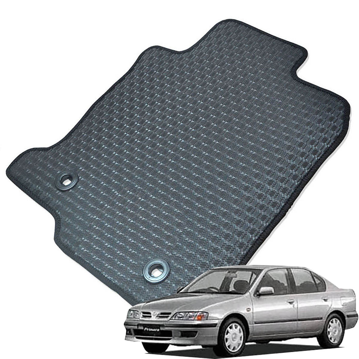 Kemmel 日産 プリメーラ P11系 H7/9～H12/12 2WD 用ラバーマット [全席セット] [エッジカラー/ブラック] ゴムマット 防水タイプ 選べるエッジカラー14色 