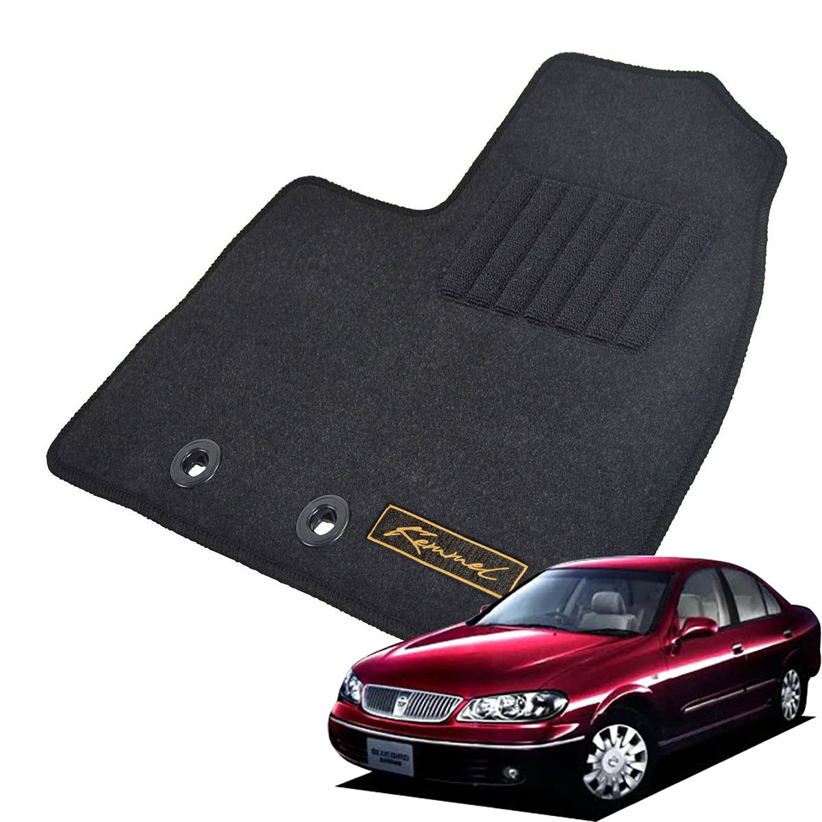 Kemmel 日産 ブルーバードシルフィ H12/8～H17/12用 フロアマット [GX生地/ブラック] [全席セット] [刺繍ロゴ付] カーマット