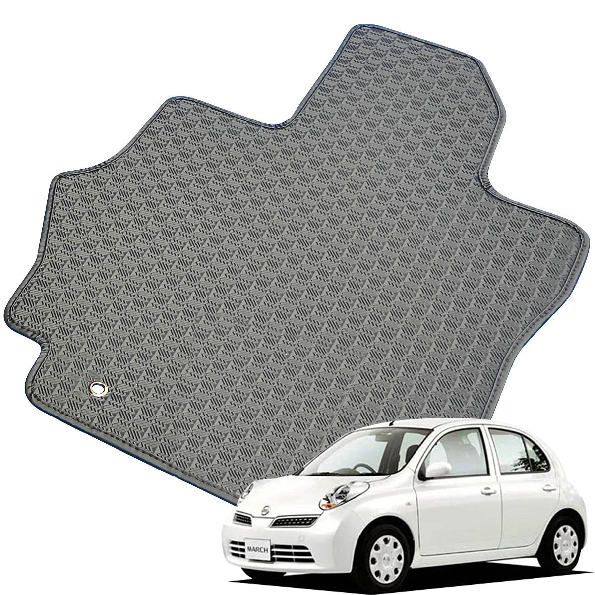 Kemmel 日産 マーチ H14/3～H22/6用 フロアマット [縁の加工/テープ仕様] [全席セット] [刺繍ロゴ付] カーマット