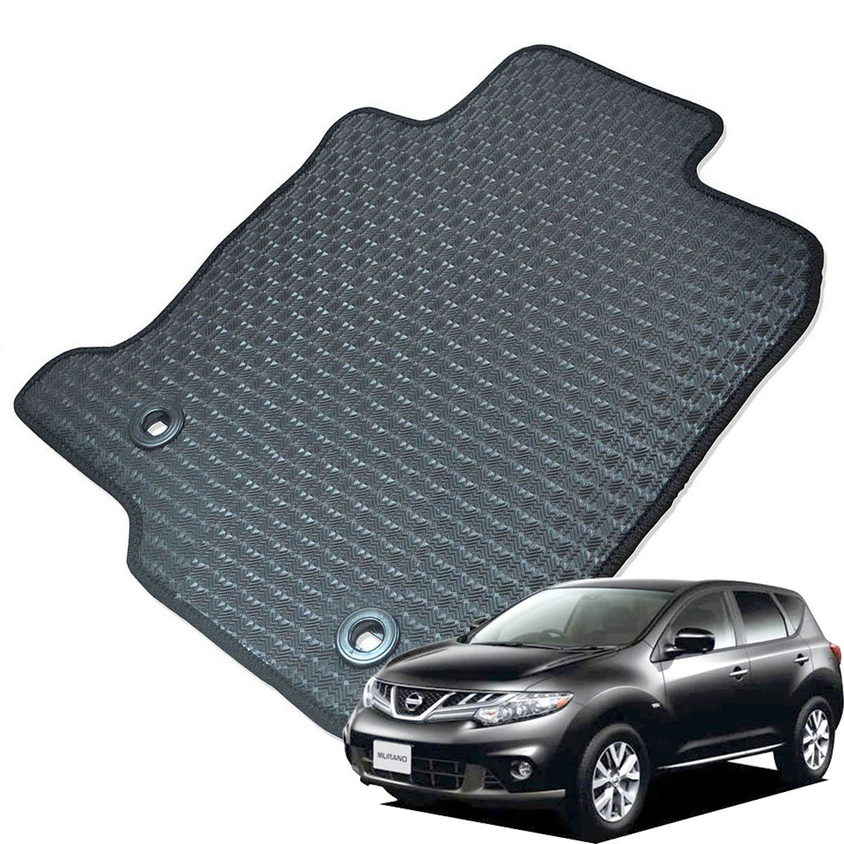Kemmel 日産 ムラーノ 51系 H20/9～H27/4 用ラバーマット [全席セット] [エッジカラー/ブラック] ゴムマット 防水タイプ 選べるエッジカラー14色 