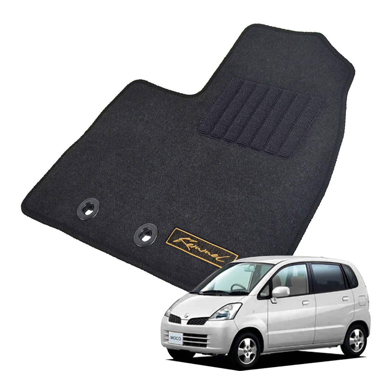 Kemmel 日産 モコ H16/4～H18/2用 フロアマット [GX生地/ブラック] [全席セット] [刺繍ロゴ付] カーマット