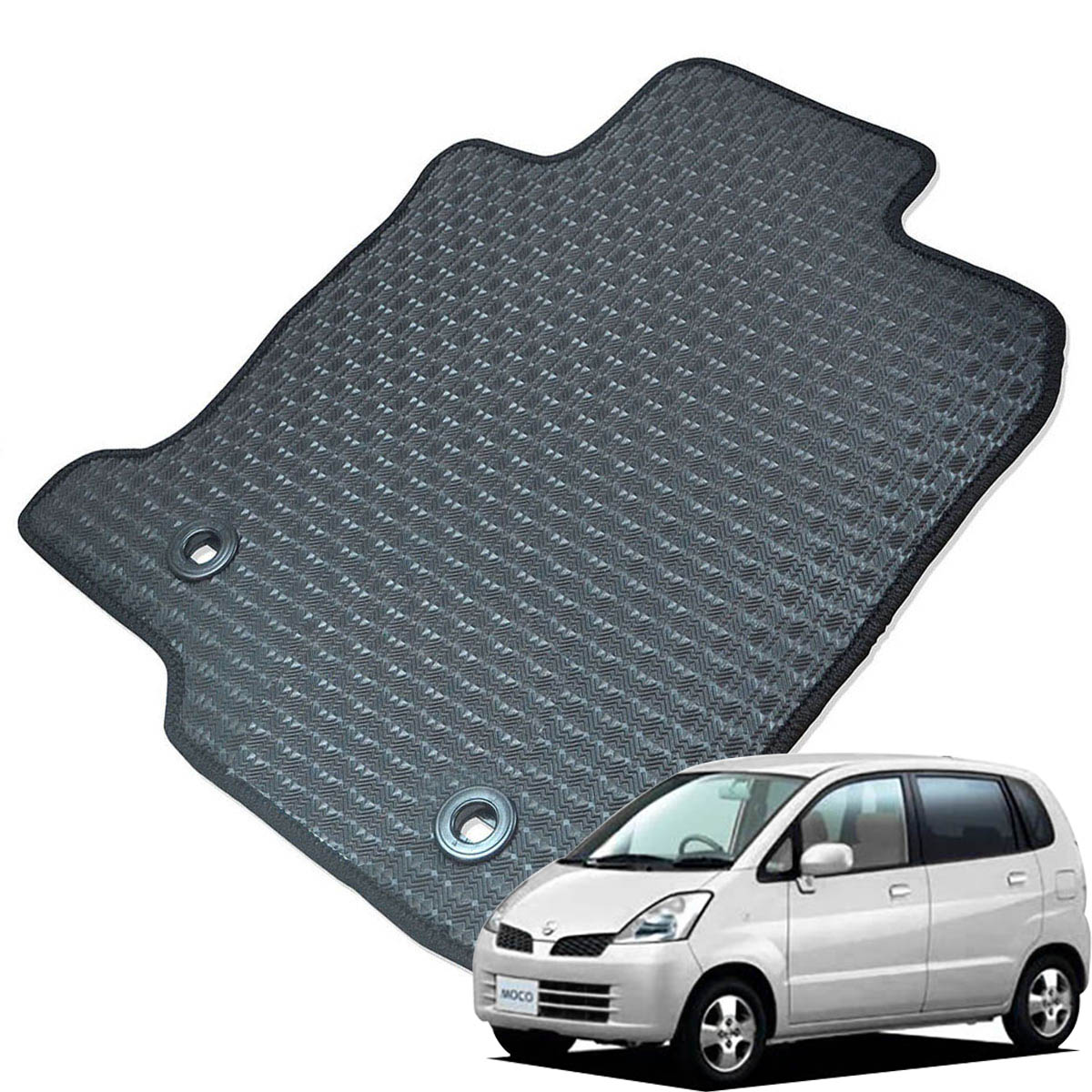 Kemmel 日産 モコ MG21S H16/4～H18/2 MC後 用ラバーマット [全席セット] [エッジカラー/ブラック] ゴムマット 防水タイプ 選べるエッジカラー14色 