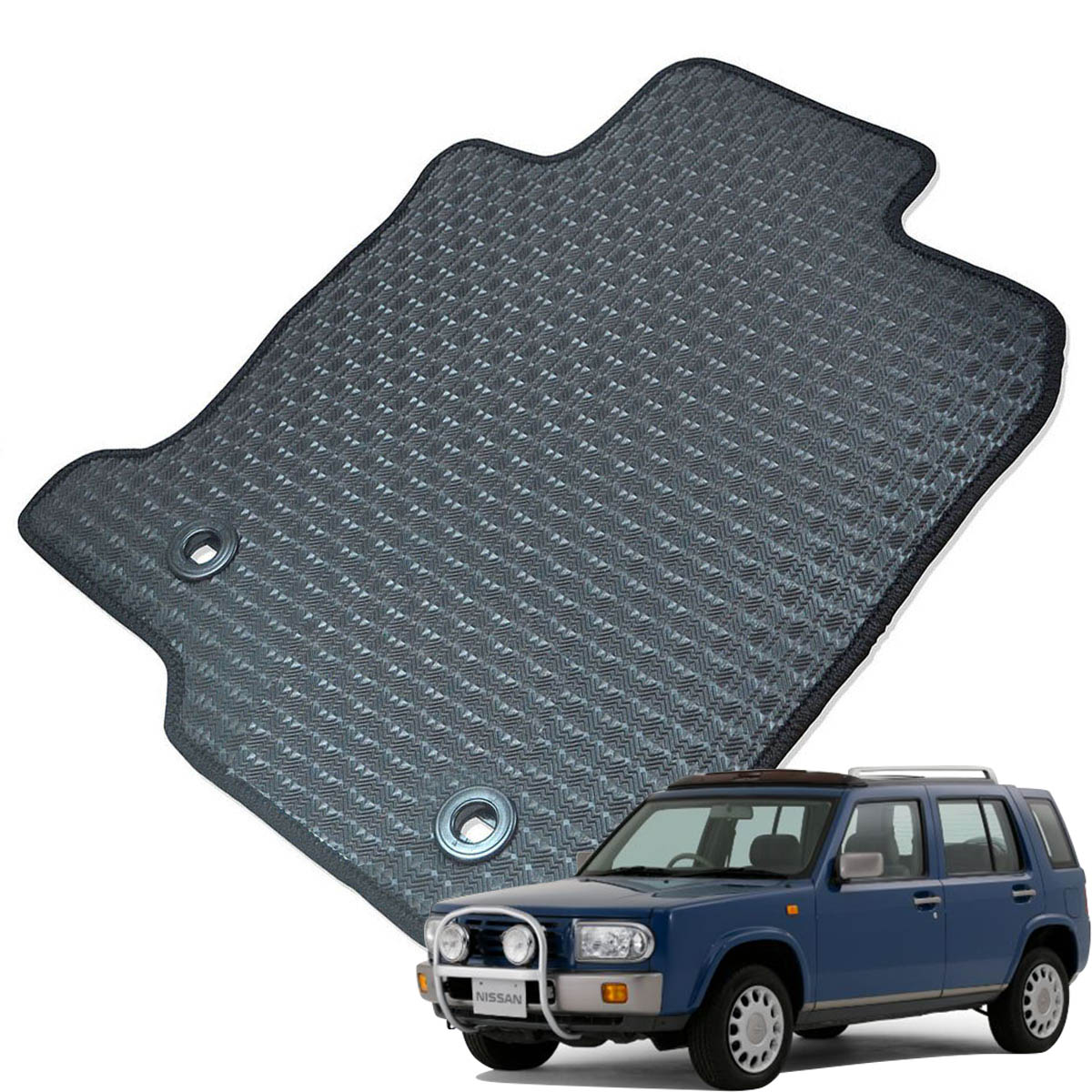 Kemmel 日産 ラシーン NB14系 H6/12～H12/8 4WD 用ラバーマット [全席セット] [エッジカラー/ブラック] ゴムマット 防水タイプ 選べるエッジカラー14色 