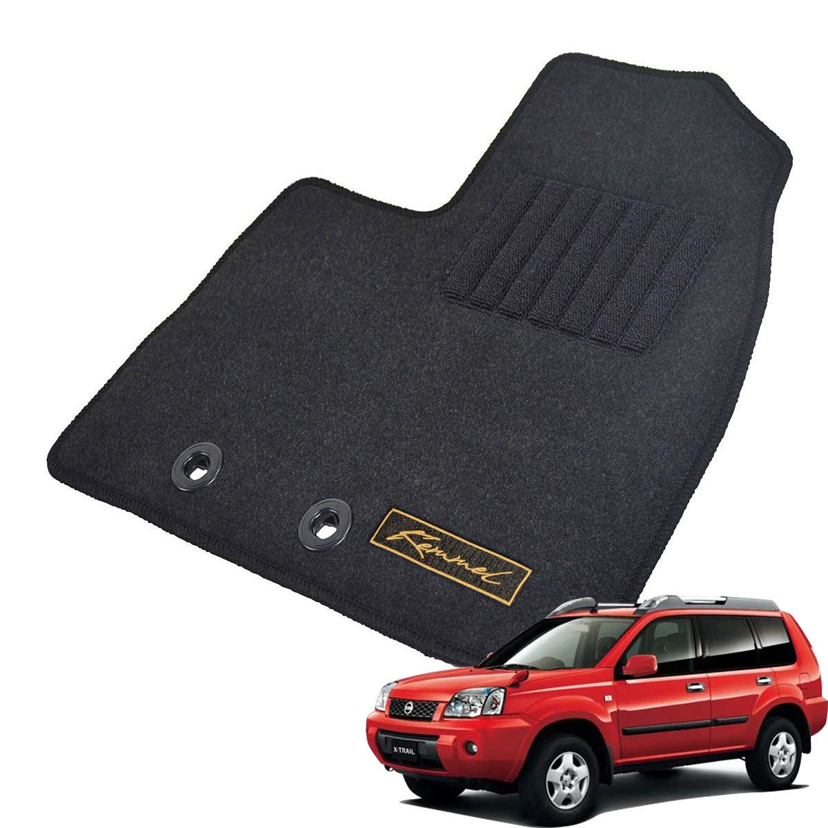 Kemmel 日産 エクストレイル T30系 後期 H15/7～H19/8 用フロアマット [全席セット/ロゴ付] [GX/ブラック]