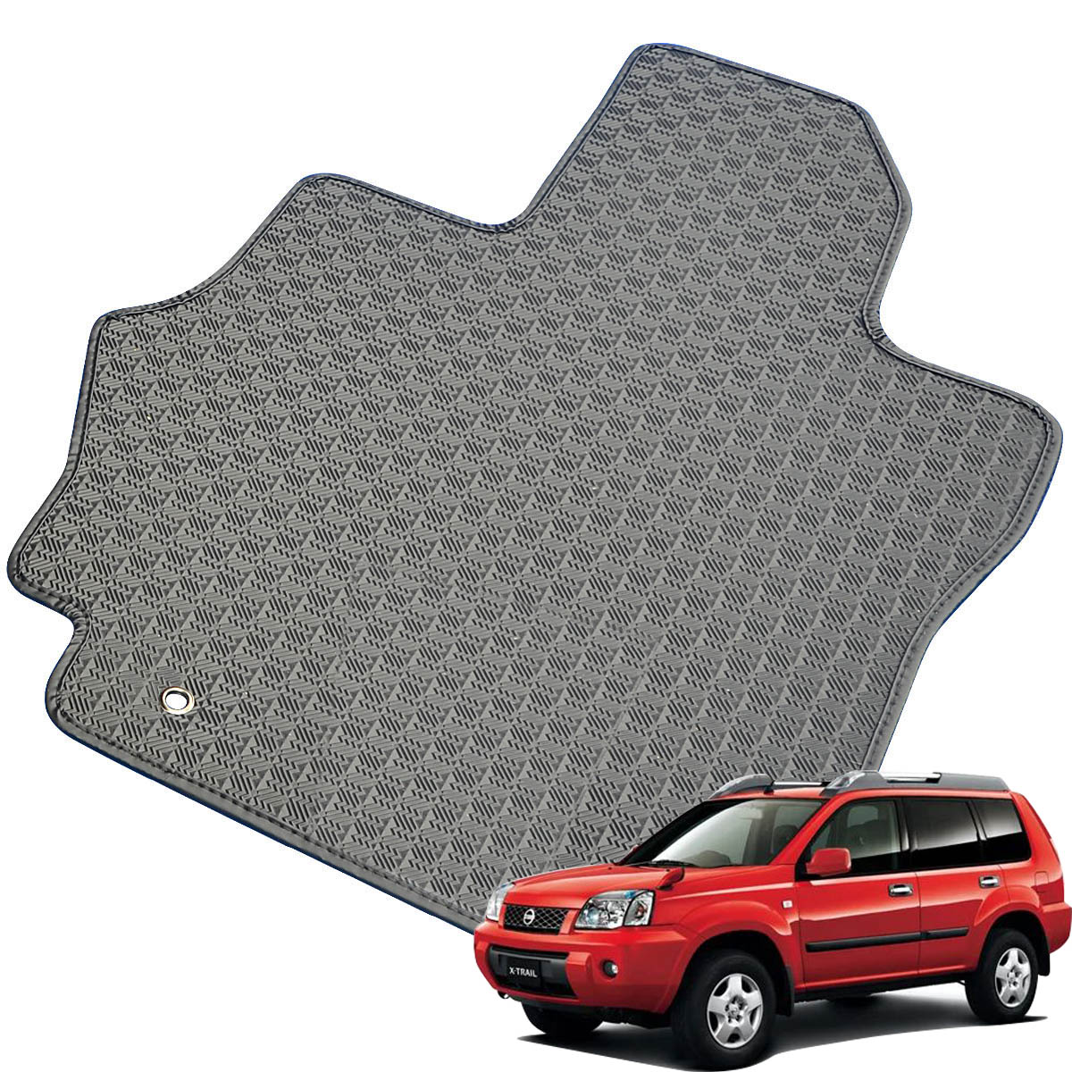 Kemmel 日産 エクストレイル H15/7～H19/8用 フロアマット [縁の加工/テープ仕様] [全席セット] [刺繍ロゴ付] カーマット