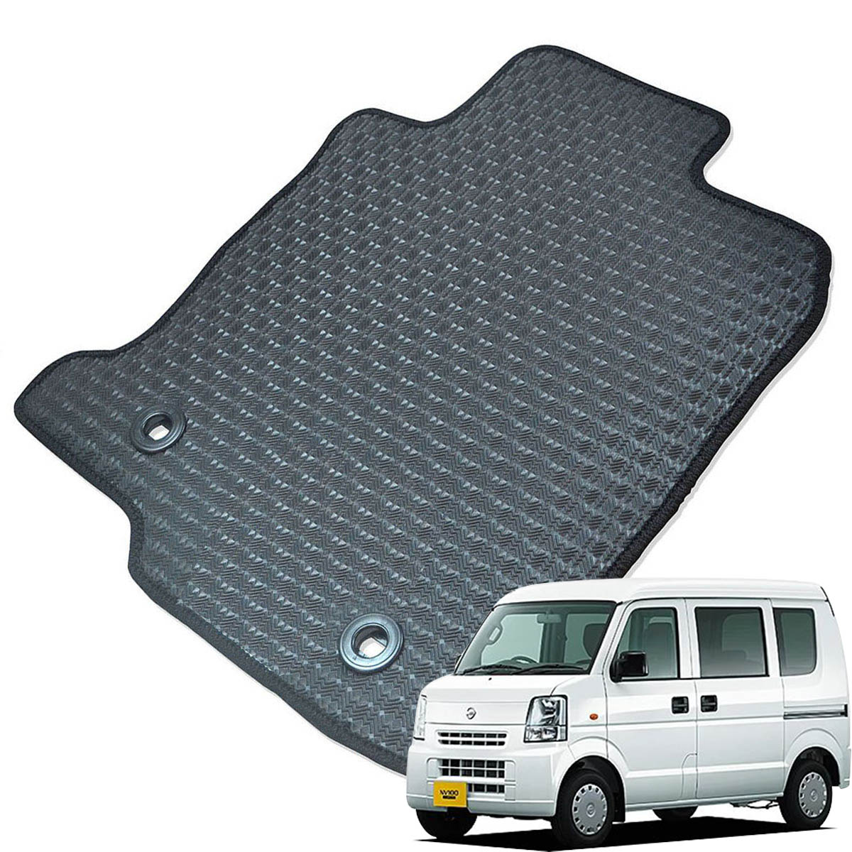 Kemmel 日産 NV100クリッパー DR64V H25/12～H27/3 AT車(オートマ) DX 用ラバーマット [全席セット] [エッジカラー/ブラック] ゴムマット 防水タイプ 選べるエッジカラー14色 
