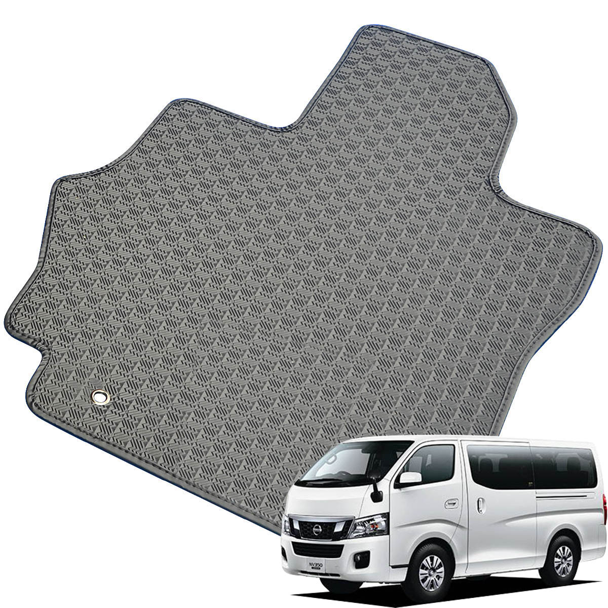 Kemmel 日産 NV350キャラバンワゴン H24/6～H25/9用 フロアマット [縁の加工/テープ仕様] [全席セット] [刺繍ロゴ付] カーマット