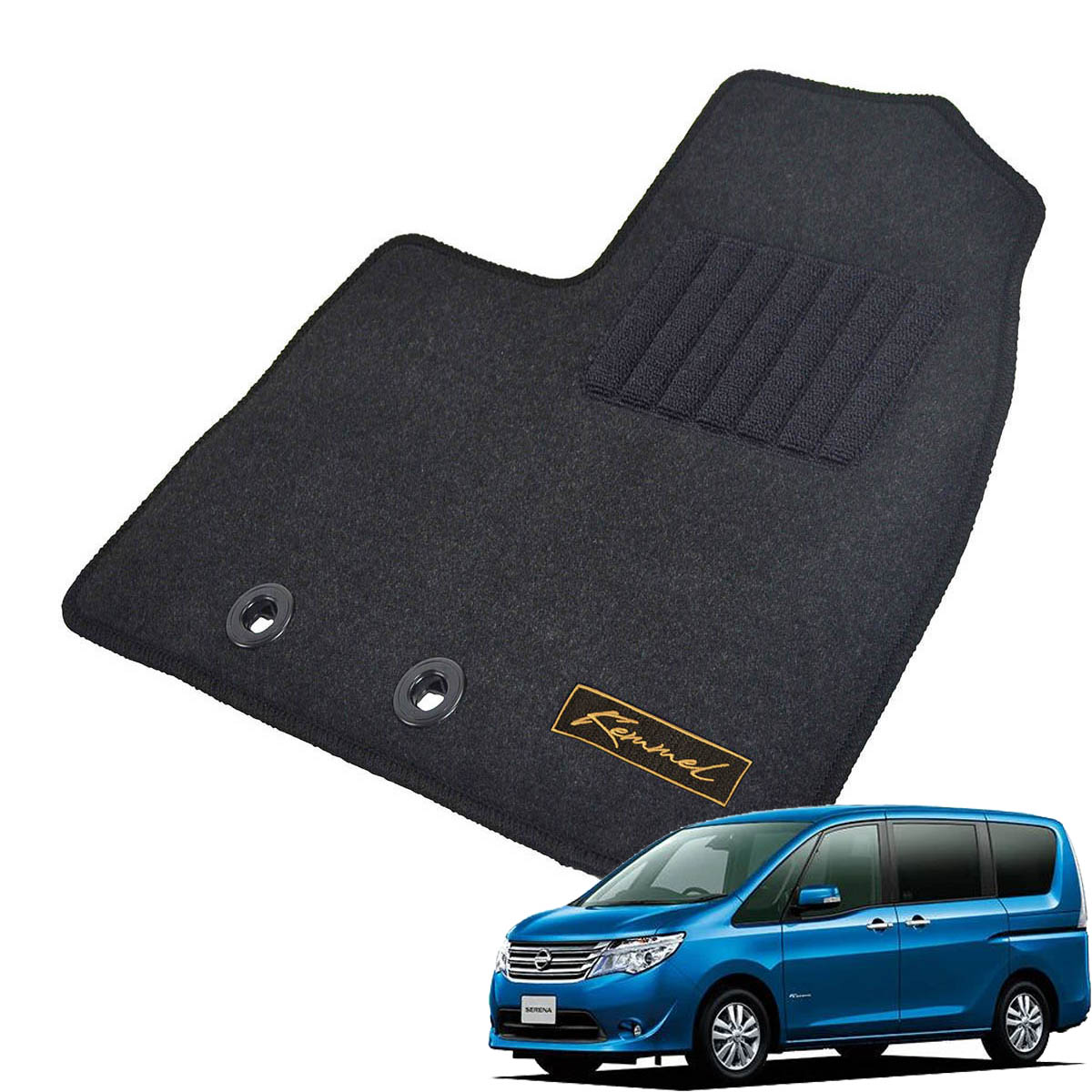 Kemmel 日産 セレナハイブリッド C26系 H24/8～H28/8 用フロアマット [全席セット/ロゴ付] [GX/ブラック]
