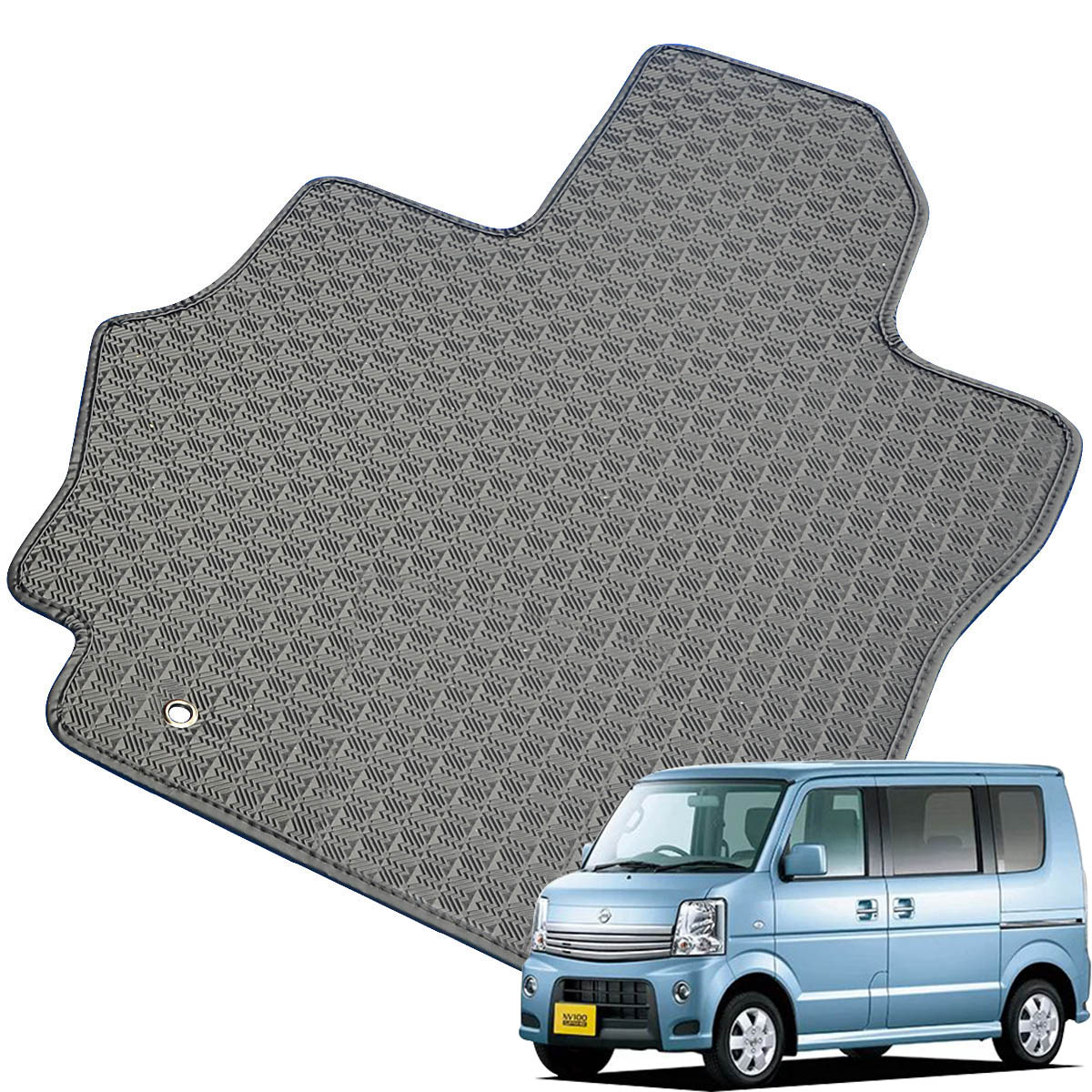Kemmel 日産 NV100クリッパーリオ H25/12～H27/3用 フロアマット [縁の加工/テープ仕様] [全席セット] [刺繍ロゴ付] カーマット