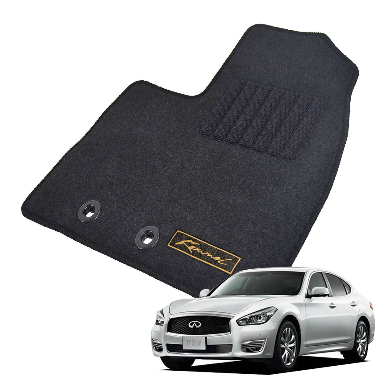 Kemmel 日産 フーガ 51系 H27/2～R4/8 用フロアマット [全席セット/ロゴ付] [GX/ブラック]