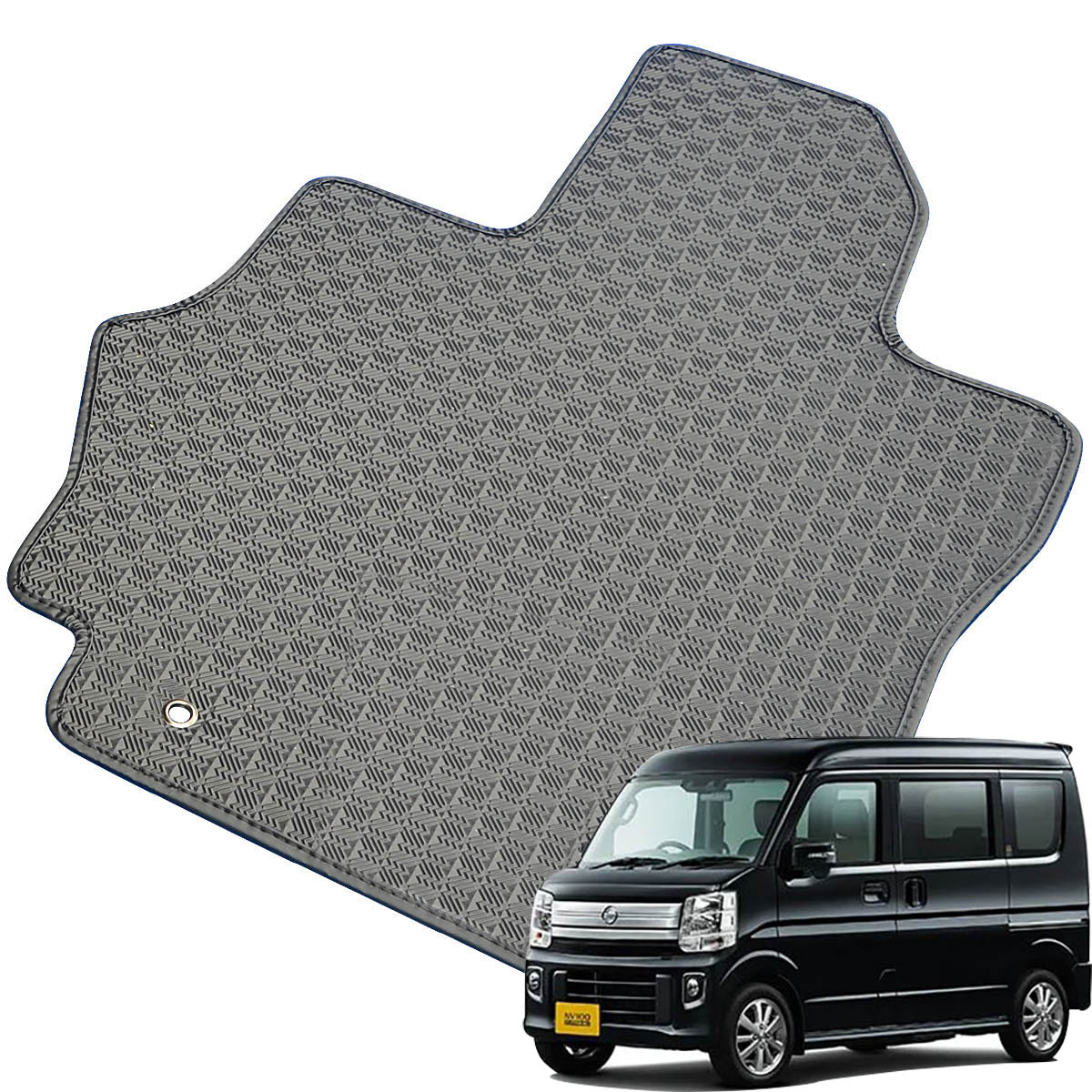 Kemmel 日産 NV100クリッパーリオ H27/3～R6/3用 フロアマット [縁の加工/テープ仕様] [全席セット] [刺繍ロゴ付] カーマット