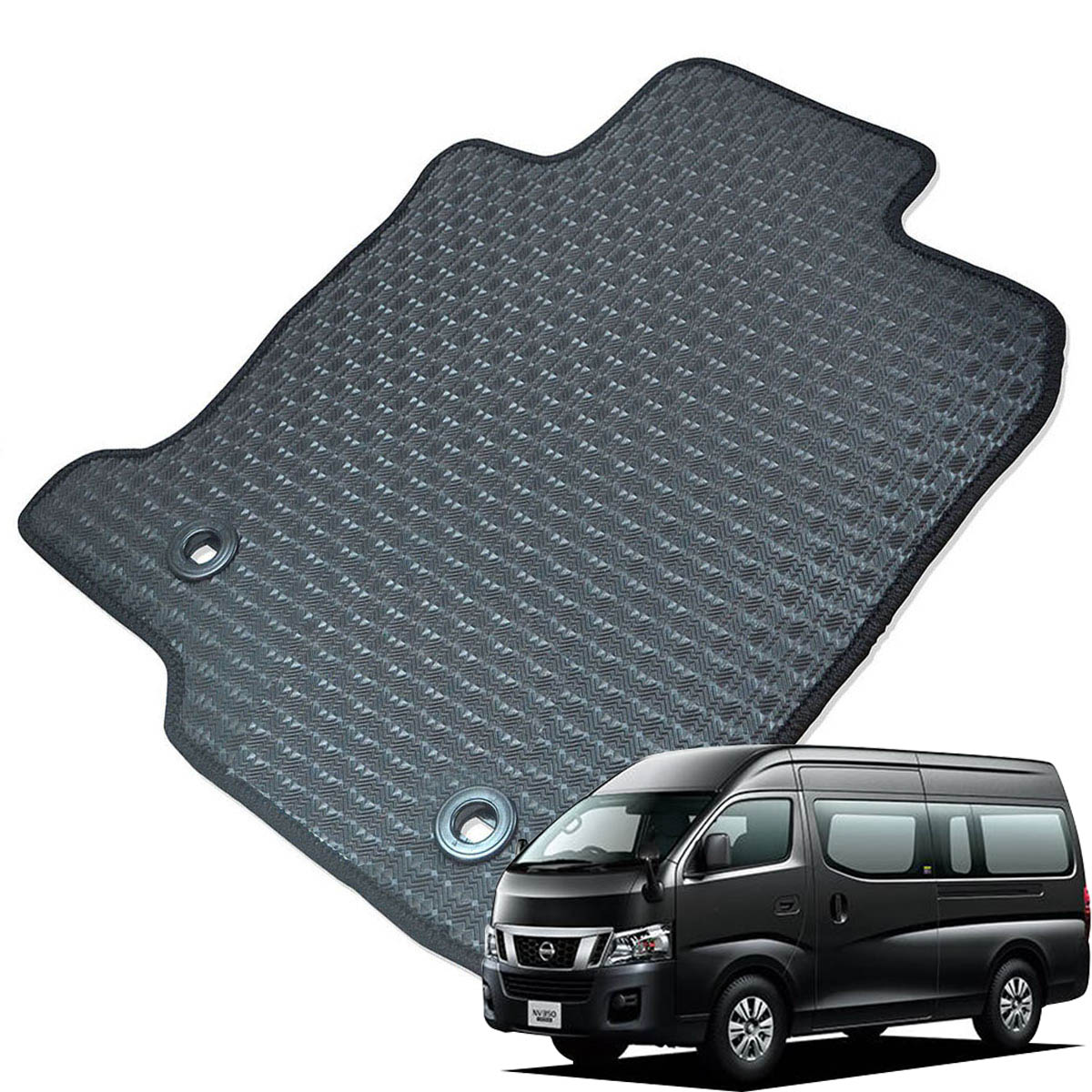 Kemmel 日産 NV350 E26 H24/7～ 5人乗車 5ドア プレミアムGX 用ラバーマット [全席セット] [エッジカラー/ブラック] ゴムマット 防水タイプ 選べるエッジカラー14色 