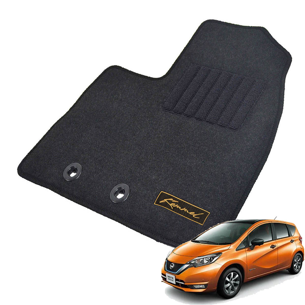 Kemmel 日産 ノートe-パワー H28/11～R2/12用 フロアマット [GX生地/ブラック] [全席セット] [刺繍ロゴ付] カーマット