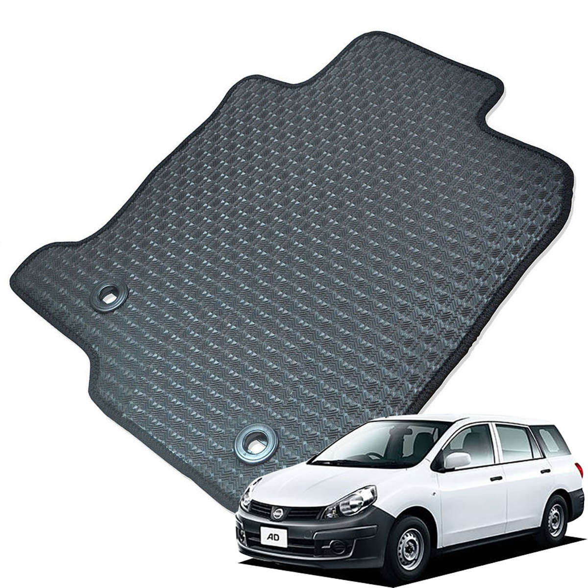 Kemmel 日産 ADバン Y12 H18/12～H28/12 用ラバーマット [全席セット] [エッジカラー/ブラック] ゴムマット 防水タイプ 選べるエッジカラー14色 