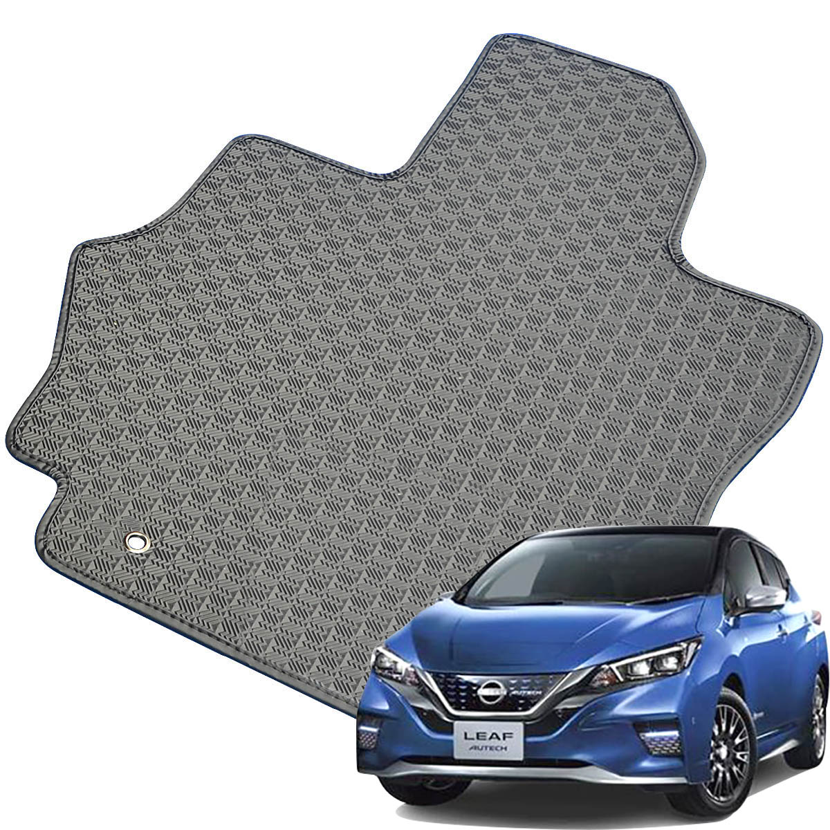 Kemmel 日産 リーフ H29/10～R7/10用 フロアマット [縁の加工/テープ仕様] [全席セット] [刺繍ロゴ付] カーマット