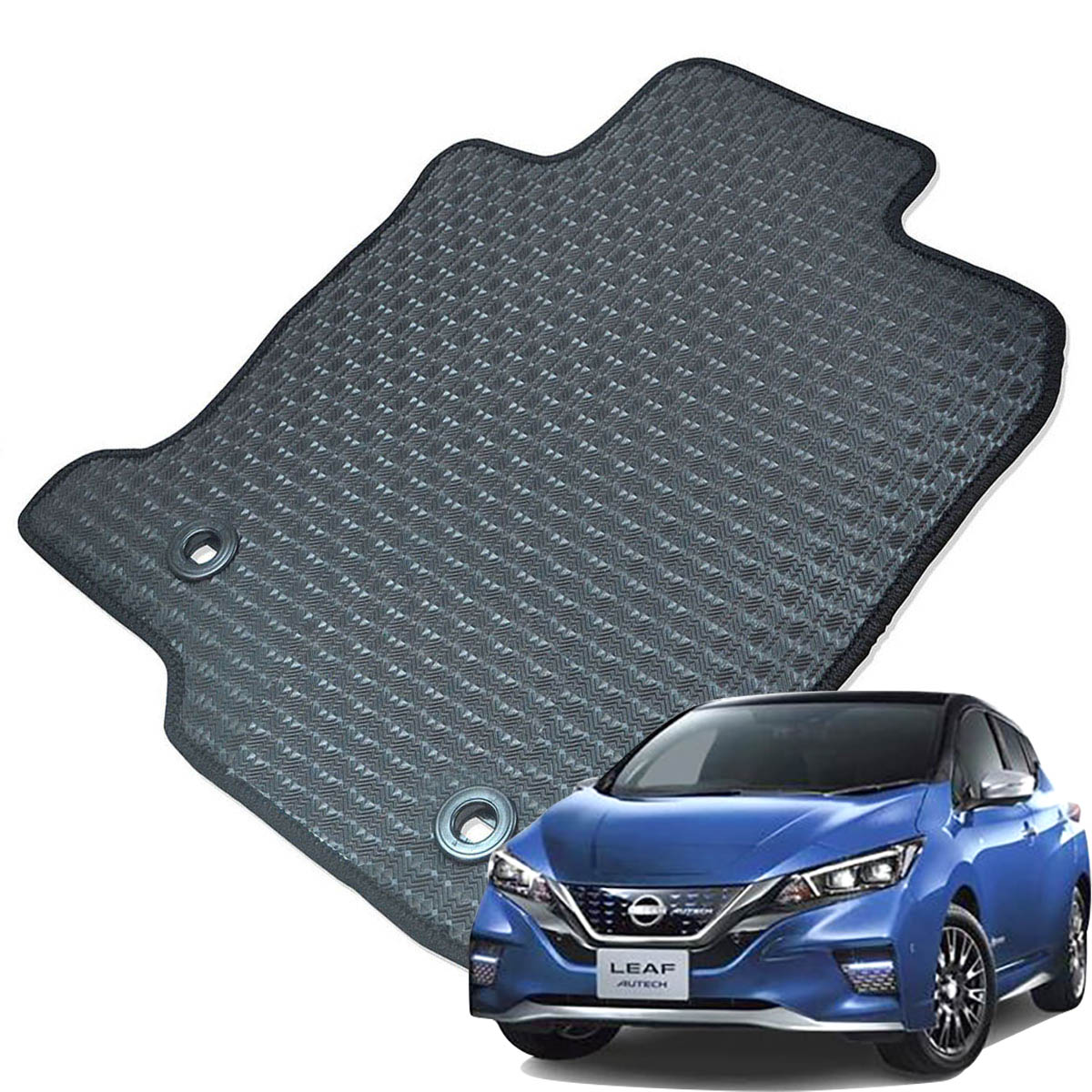 Kemmel 日産 リーフ H29/10～R7/10用 フロアマット [エッジカラー/ブラック] [全席セット] [刺繍ロゴ付] カーマット