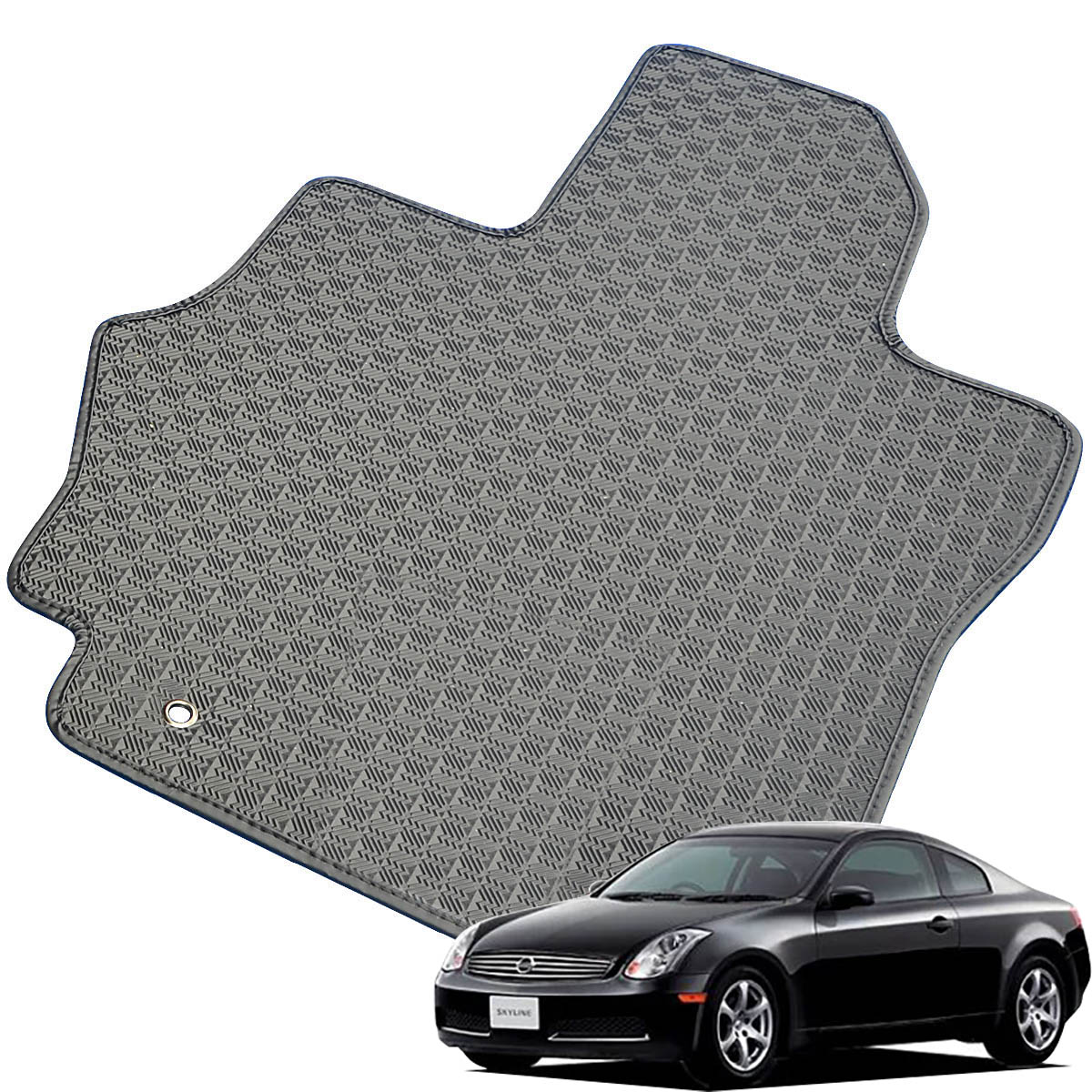 Kemmel 日産 スカイラインクーペ H16/11～H19/8用 フロアマット [縁の加工/テープ仕様] [全席セット] [刺繍ロゴ付] カーマット
