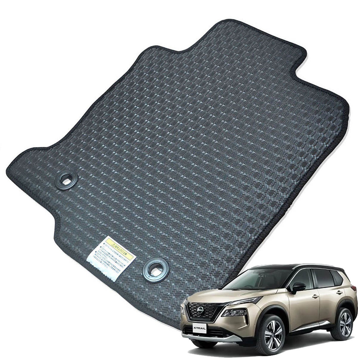 Kemmel 日産 エクストレイル R4/7～用 フロアマット [エッジカラー/ブラック] [全席セット] [刺繍ロゴ付] カーマット