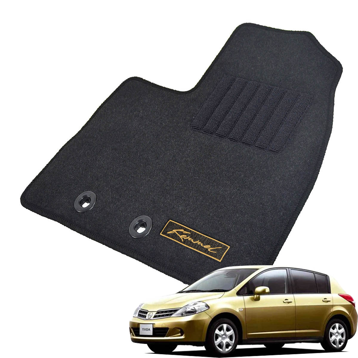 Kemmel 日産 ティーダ C11 NC11 H16/9～H24/8 2WD/4WD共通 MT車 用フロアマット [全席セット/ロゴ付] [GX/ブラック]