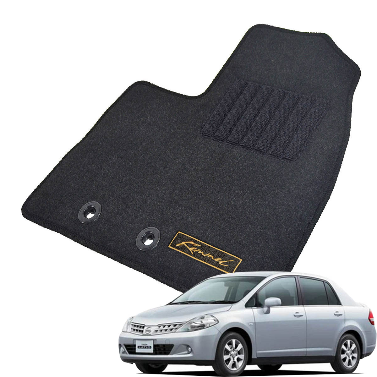 Kemmel 日産 ティーダラティオ SC11 SNC11 H16/10～H24/10 2WD/4WD共通 MT車 用フロアマット [全席セット/ロゴ付] [GX/ブラック]