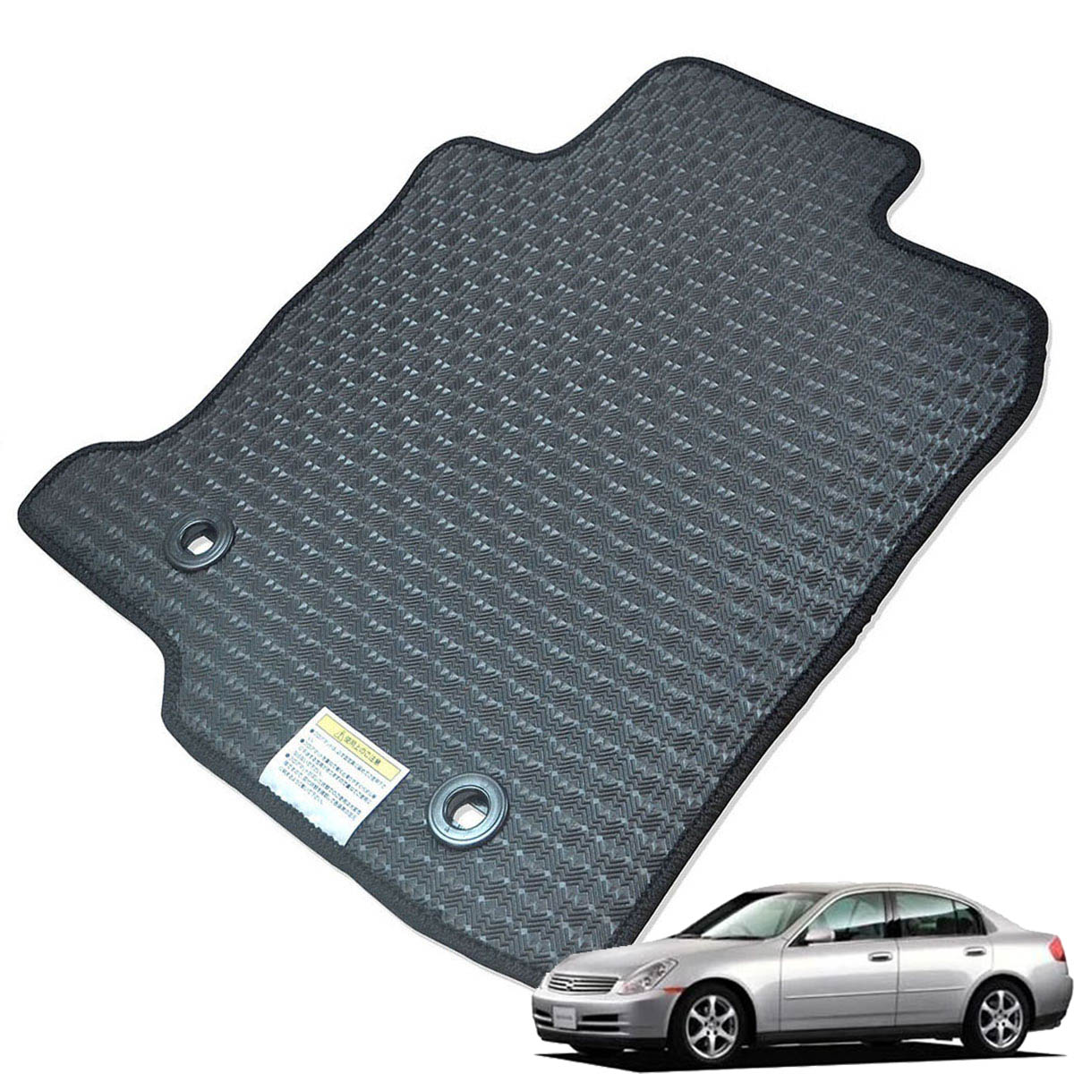 Kemmel 日産 スカイライン H13/6～H16/11用 フロアマット [エッジカラー/ブラック] [全席セット] [刺繍ロゴ付] カーマット