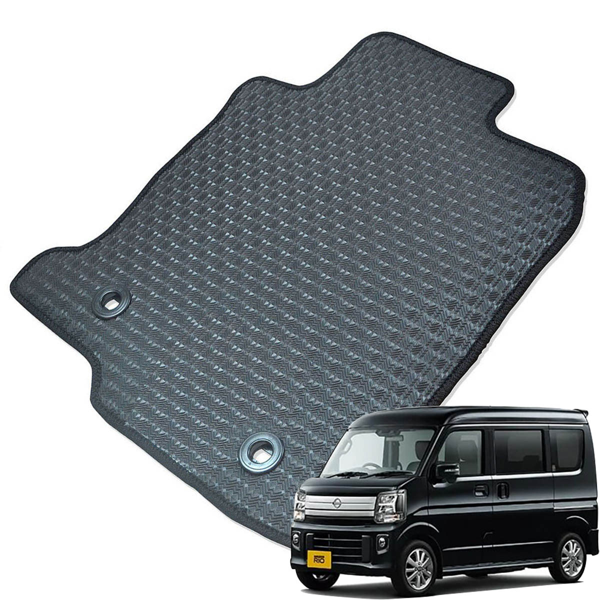 Kemmel 日産 クリッパーリオ DR17W R6/3～R8/4 AT車(オートマ) 用ラバーマット [全席セット] [エッジカラー/ブラック] ゴムマット 防水タイプ 選べるエッジカラー14色 