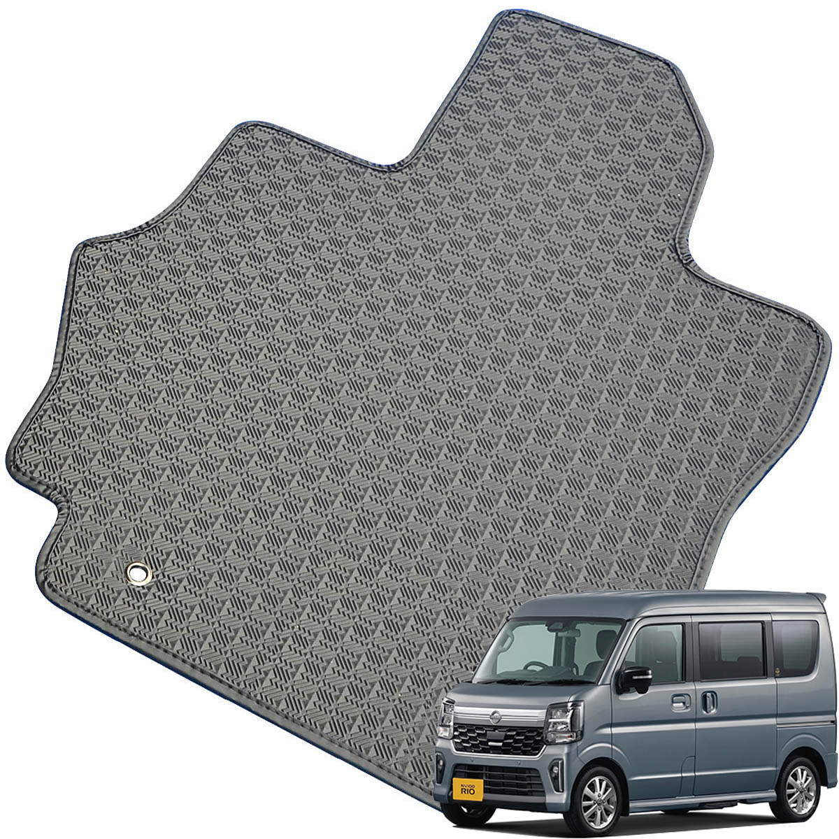 Kemmel 日産 クリッパーリオ R8/5～用 フロアマット [縁の加工/テープ仕様] [全席セット] [刺繍ロゴ付] カーマット