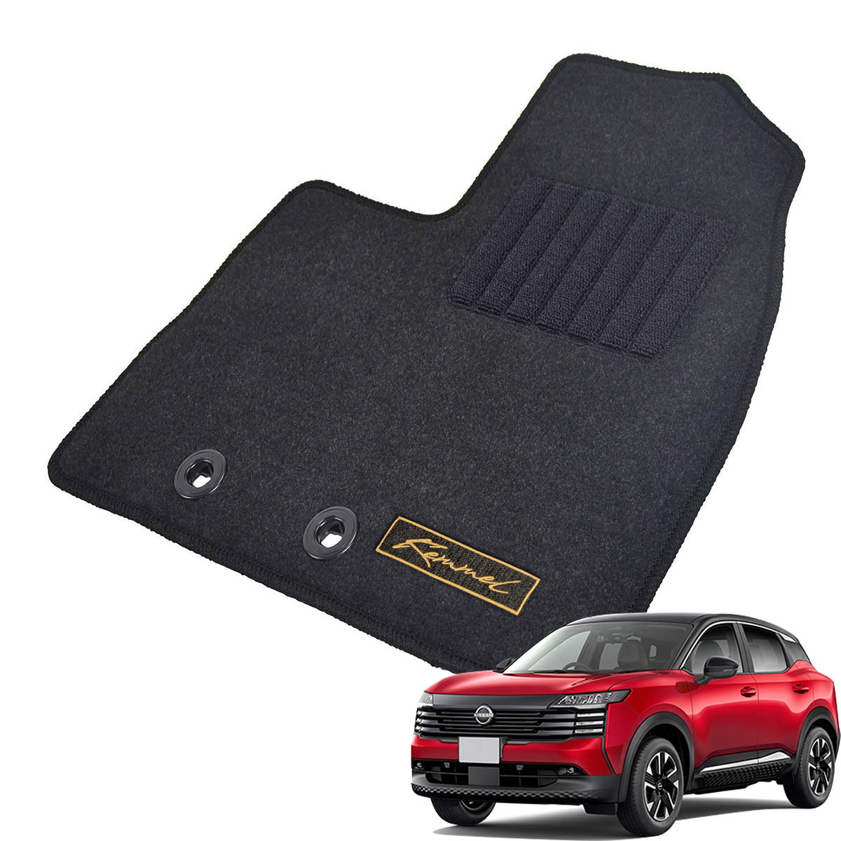 Kemmel 日産 キックス 16系 R8/6～ 標準仕様 用フロアマット [全席セット/ロゴ付] [GX/ブラック]