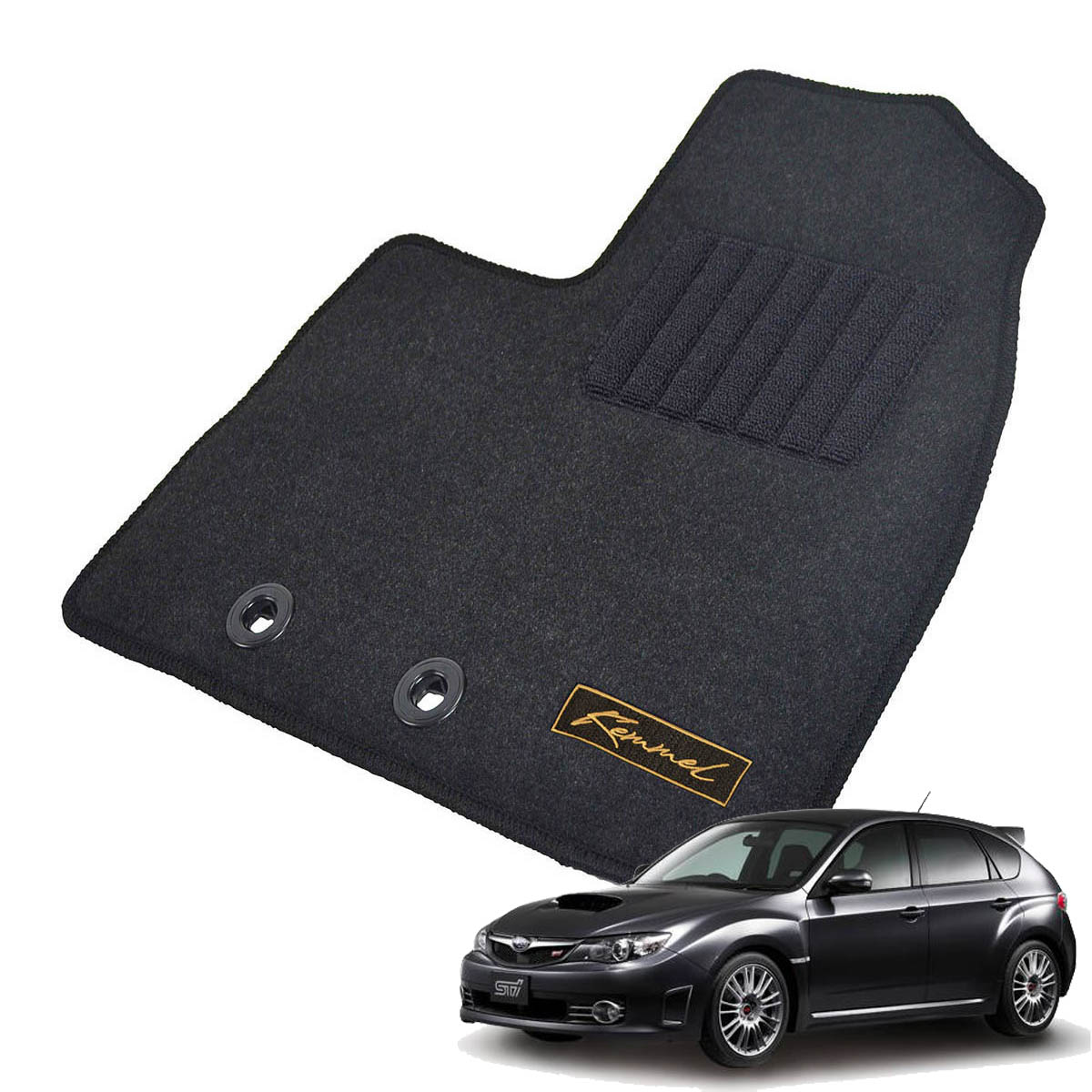 Kemmel スバル インプレッサ GRB GVB H19/10～H26/8 MT車 WRX STI 用フロアマット [全席セット/ロゴ付] [GX/ブラック]