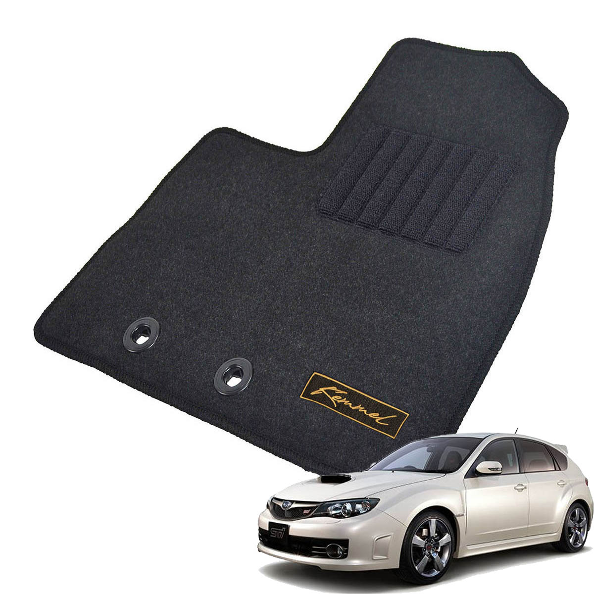 Kemmel スバル インプレッサ GRF GVF H21/2～H26/8 WRX STI A-Line 用フロアマット [全席セット/ロゴ付] [GX/ブラック]