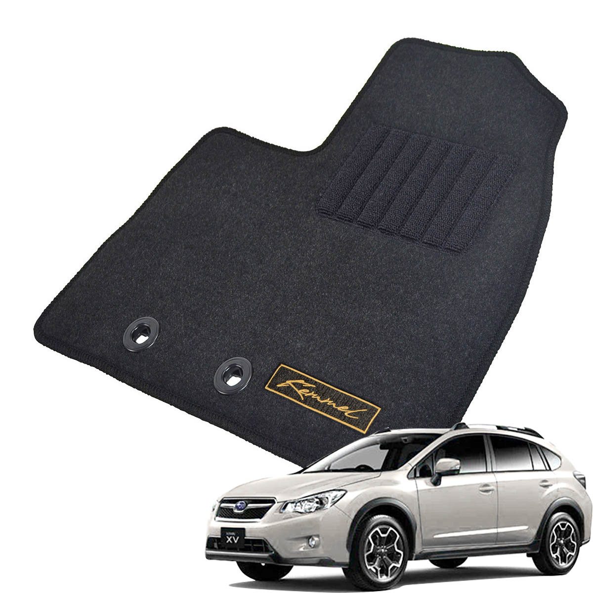 Kemmel スバル インプレッサXV H24/10～H29/5用 フロアマット [GX生地/ブラック] [全席セット] [刺繍ロゴ付] カーマット