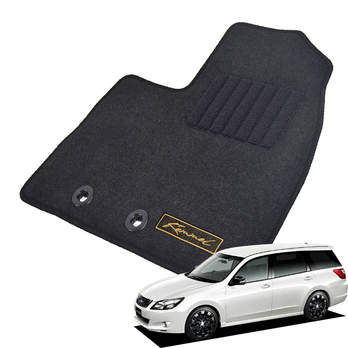 Kemmel スバル エクシーガ H24/7～H27/3用 フロアマット [GX生地/ブラック] [全席セット] [刺繍ロゴ付] カーマット