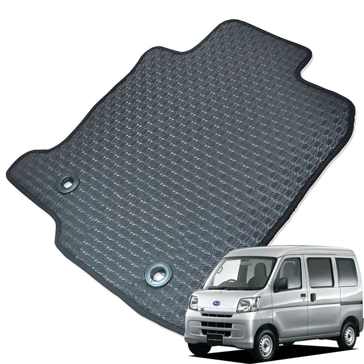 Kemmel スバル サンバーバン S300系 前期 H24/4～H29/11 VC VCターボ用（ビジネスパック除く） 用ラバーマット [全席セット] [エッジカラー/ブラック] ゴムマット 防水タイプ 選べるエッジカラー14色 