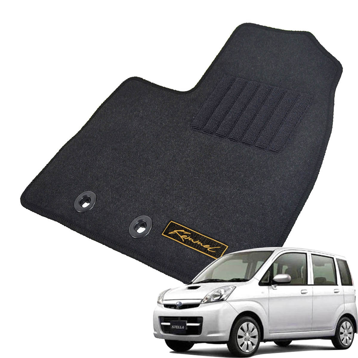 Kemmel スバル ステラ RN系 H20/10～H23/5 MC後 用フロアマット [全席セット/ロゴ付] [GX/ブラック]