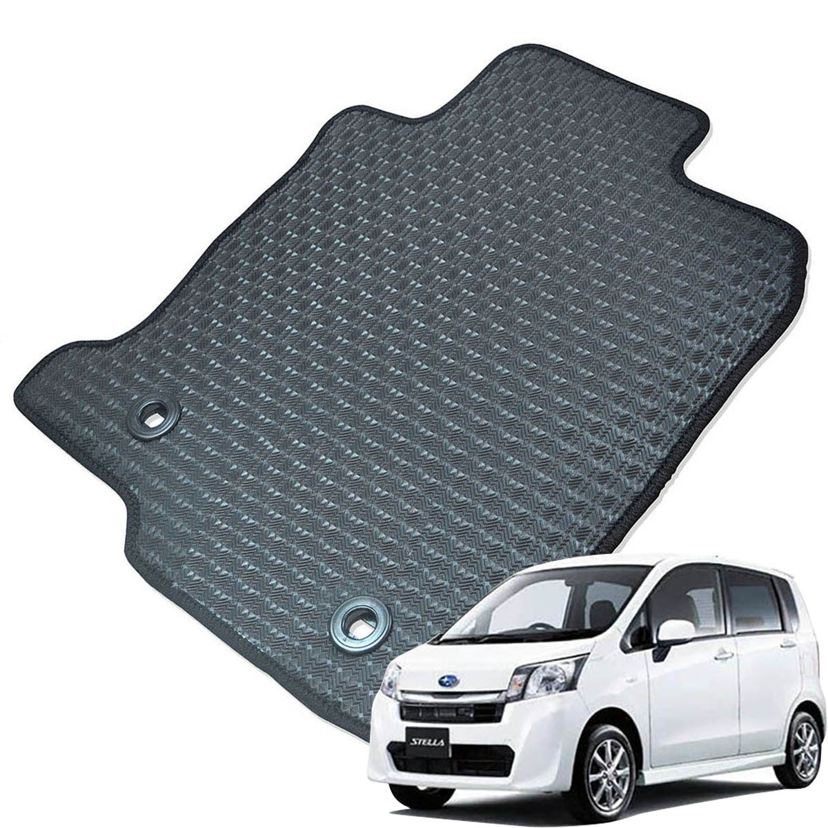 Kemmel スバル ステラ LA100F H23/5～H26/12 2WD リアヒーター無 用ラバーマット [全席セット] [エッジカラー/ブラック] ゴムマット 防水タイプ 選べるエッジカラー14色 