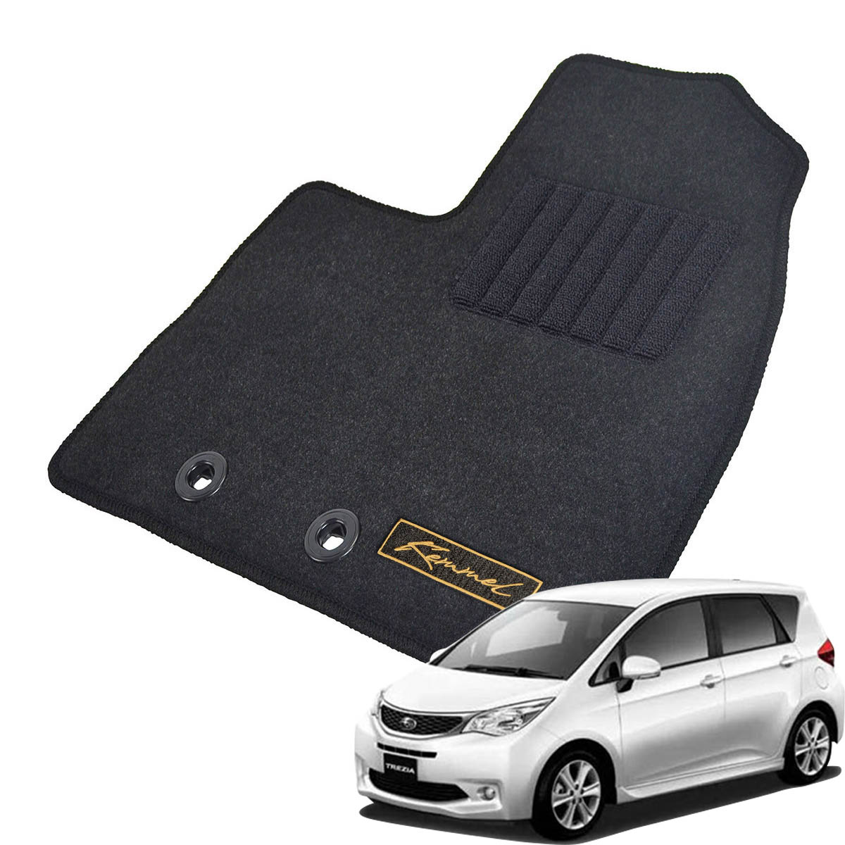 Kemmel スバル トレジア H22/11～H28/3用 フロアマット [GX生地/ブラック] [全席セット] [刺繍ロゴ付] カーマット