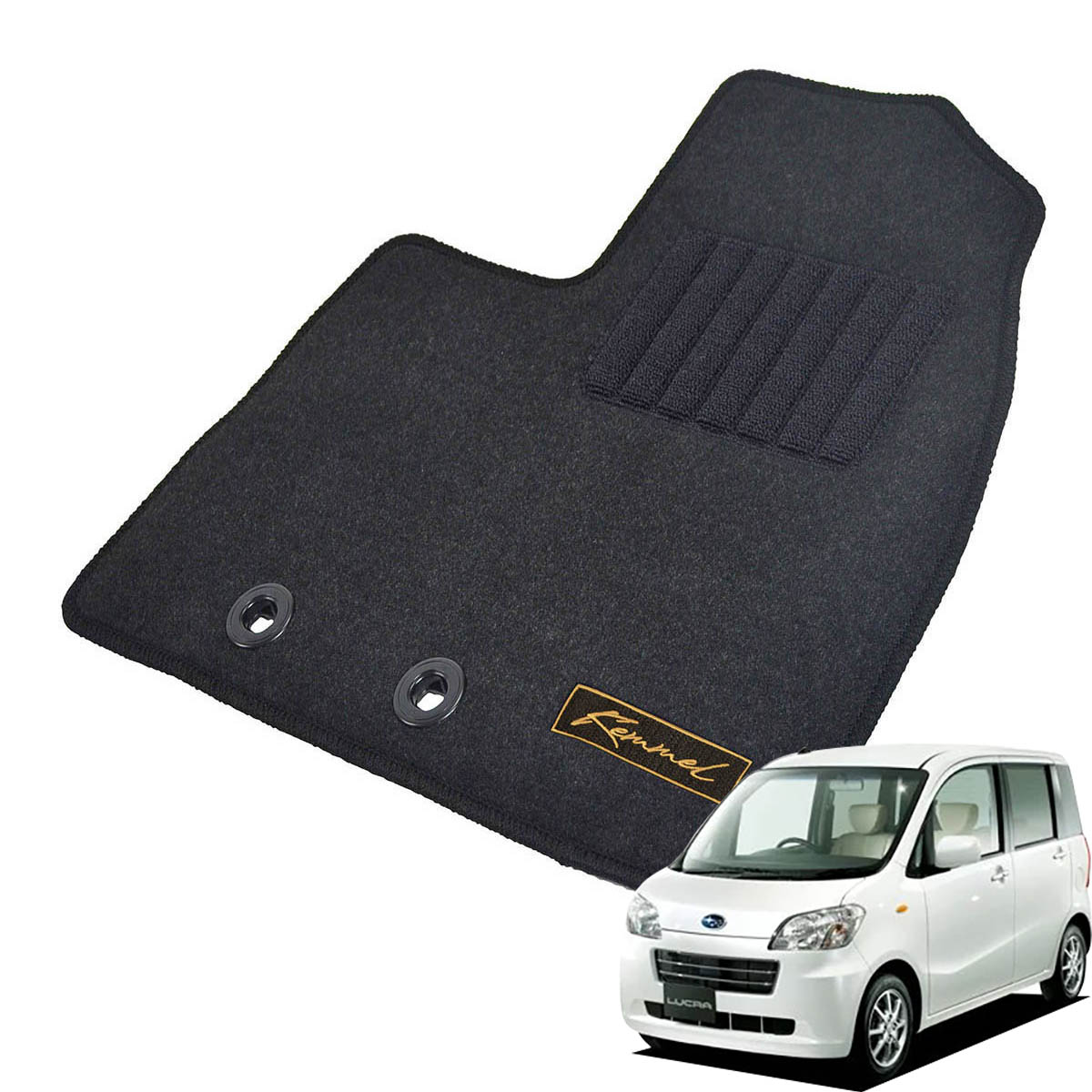 Kemmel スバル ルクラ H22/4～H27/5用 フロアマット [GX生地/ブラック] [全席セット] [刺繍ロゴ付] カーマット