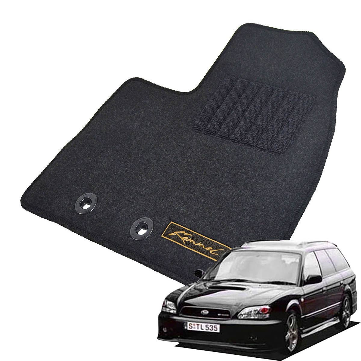 Kemmel スバル レガシィ BH BE5 H10/6～H15/5 B4セダン ワゴン共通 用フロアマット [全席セット/ロゴ付] [GX/ブラック]